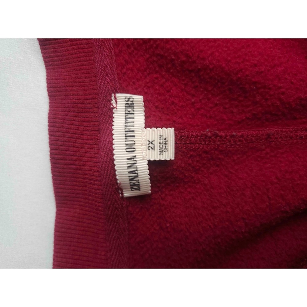 Zenana Outfitters Sweatshirt Womens 2X Maroon V-Neck Long Sleeve Knit Pullover - Picture 6 of 8